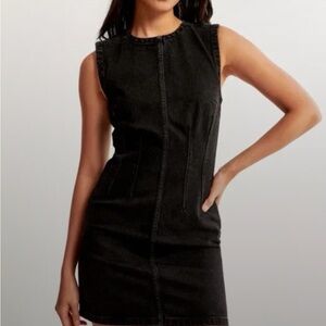 Black Sleeveless Denim Dress
